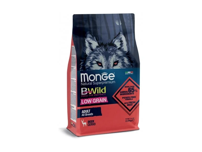 Monge Dry Dog BWILD All Breeds Adult Deer Sausas pašaras šunims su elniena