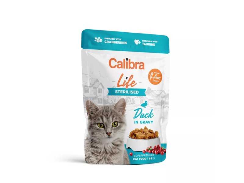 CALIBRA CAT LIFE POUCH Sterilised Duck in gravy Konservuotas pašaras sterilizuotoms katėms 85g N12