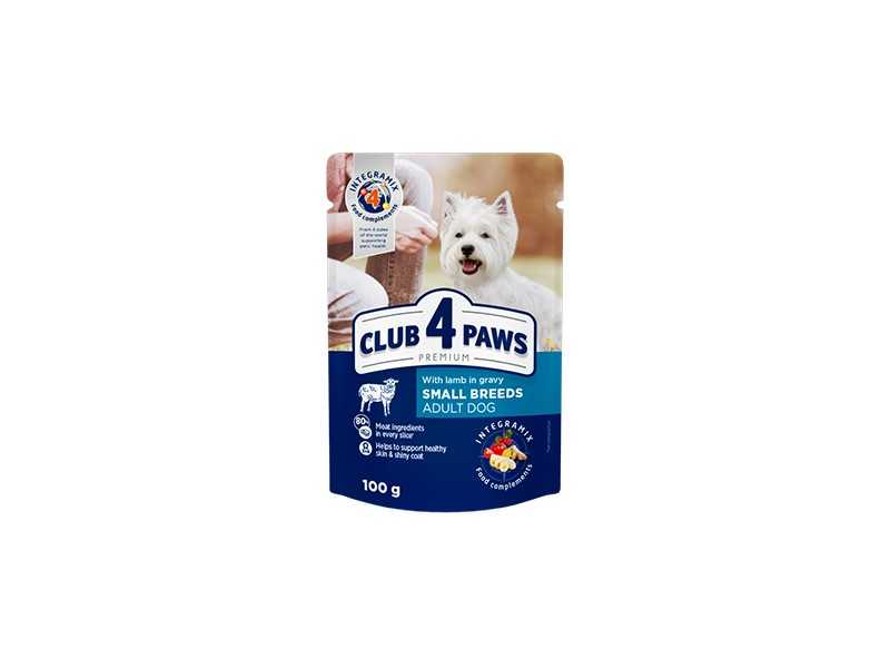 CLUB 4 PAWS PREMIUM Konservuotas pašaras šunims su ėriena padaže 100g N24